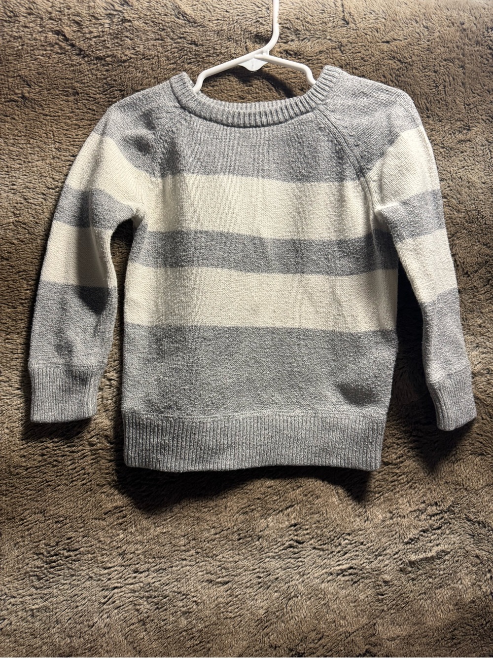 GAP Cream and Grey Striped Crewneck Sweater